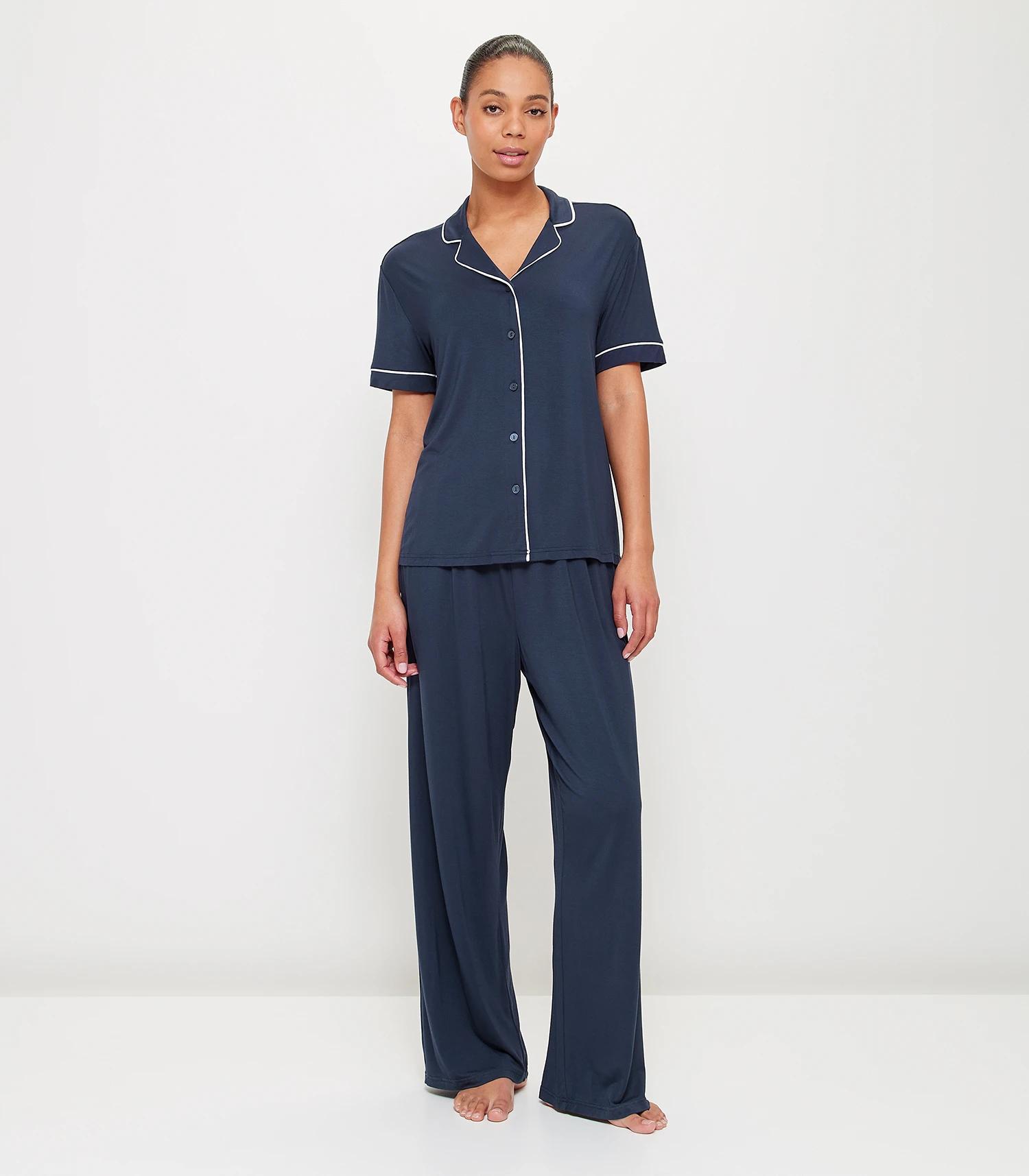 1 Target Woman Soft Comfort Bamboo Full Length Pyjama Set NAVY BLUE, 1 of 5