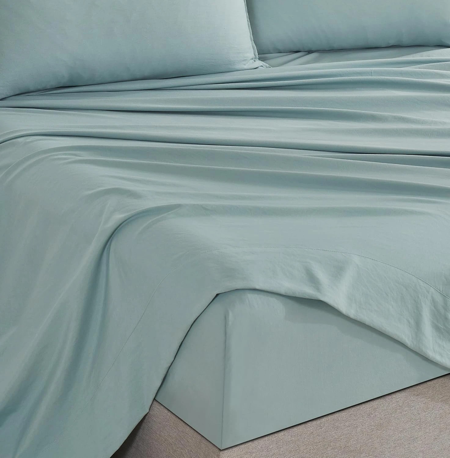 3 CleverPolly 100% Vintage Washed Microfibre Sheet Set - Seafoam - King Single Bed Bed, 3 of 4