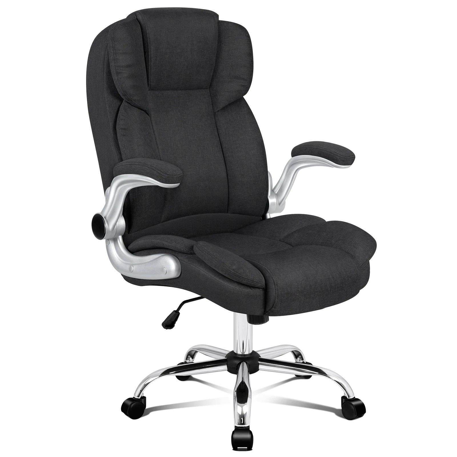 1 Alfordson Office Chair Executive Computer Gaming Racer Fabric Work Seat - Black, 1 of 10