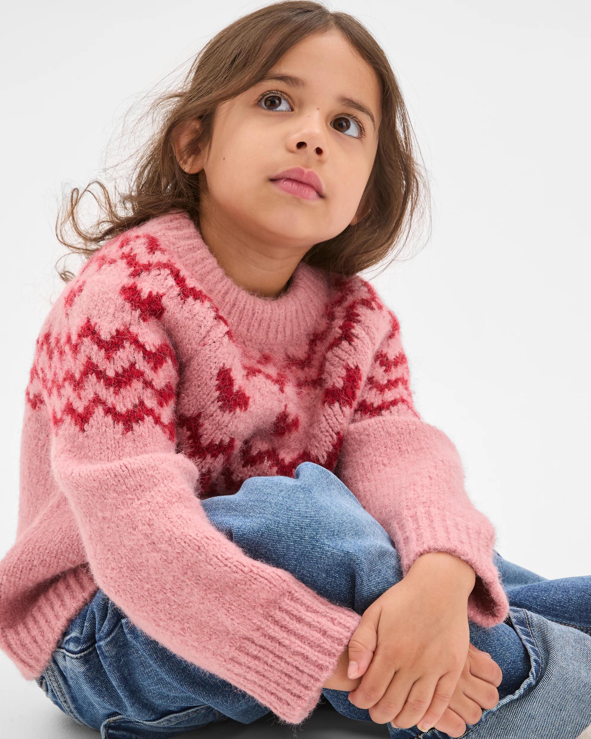 1 Target Kids Long Sleeve Fairisle Knit Jumper PINK, 1 of 6
