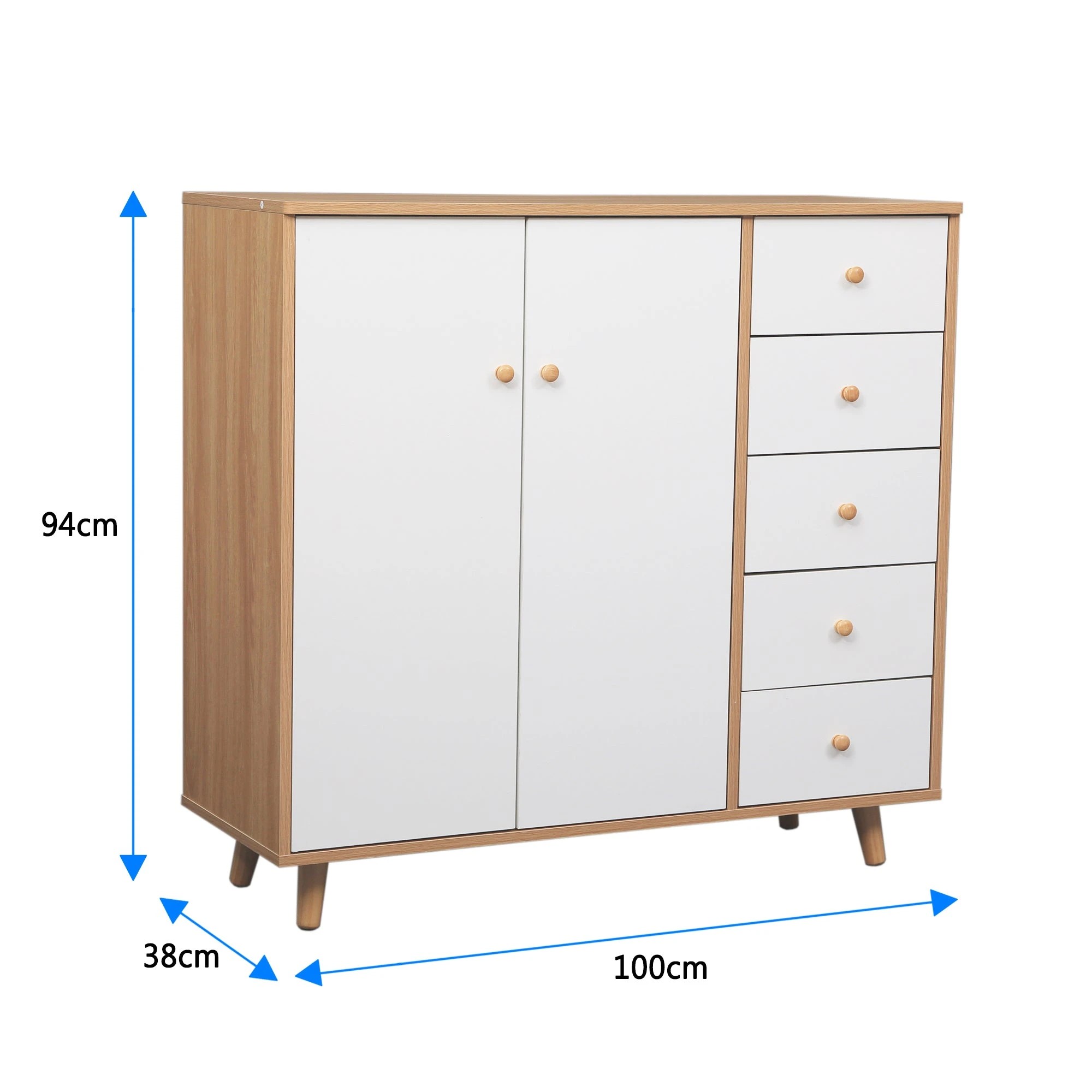 4 Foret Buffet Sideboard Shoe Cabinet Hallway Table Cupboard Storage 5 Drawers, 4 of 8
