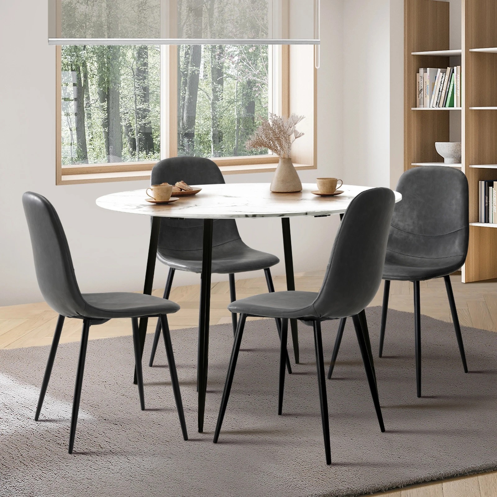 10 Oikiture 110cm Round Dining Table With 4pcs Dining Chairs Pu
 - Multi, 10 of 10