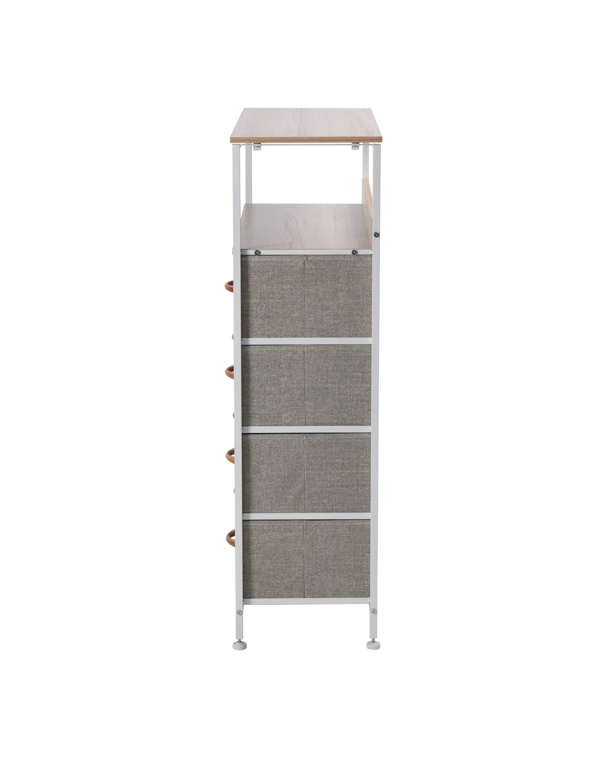 6 Sherwood Luna 8 Drawer Fabric Home Storage Dresser With Shelf - Cream, 6 of 7
