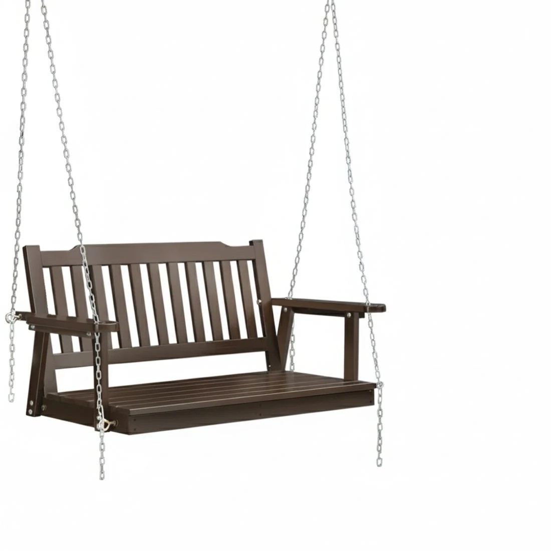 4 Gardeon Porch Swing Chair With Chain Outdoor Furniture Wooden Bench 2 Seat - Brown, 4 of 5