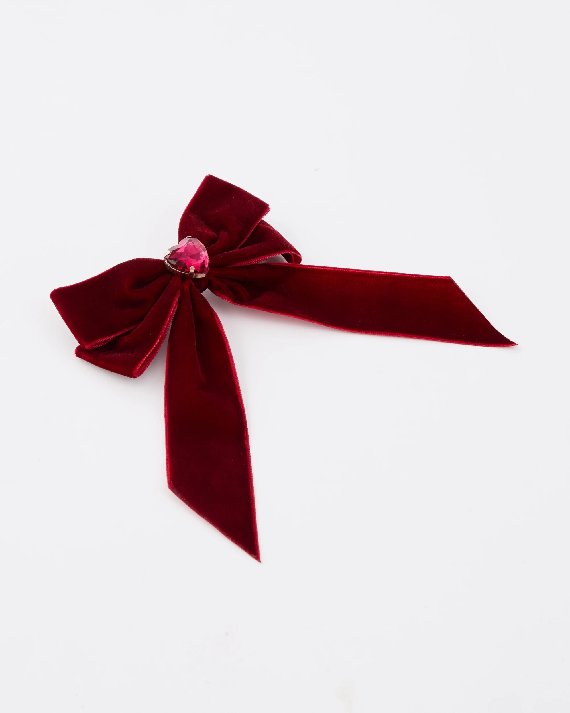 3 Red Velour Bow Hair Clip, 3 of 3