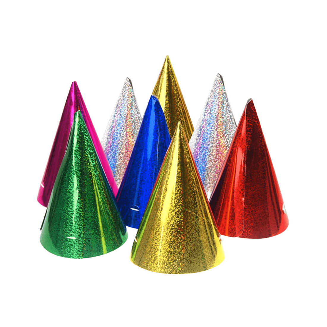 1 Artwrap Holographic Coloured Party Hats Pack of 8, 1 of 1