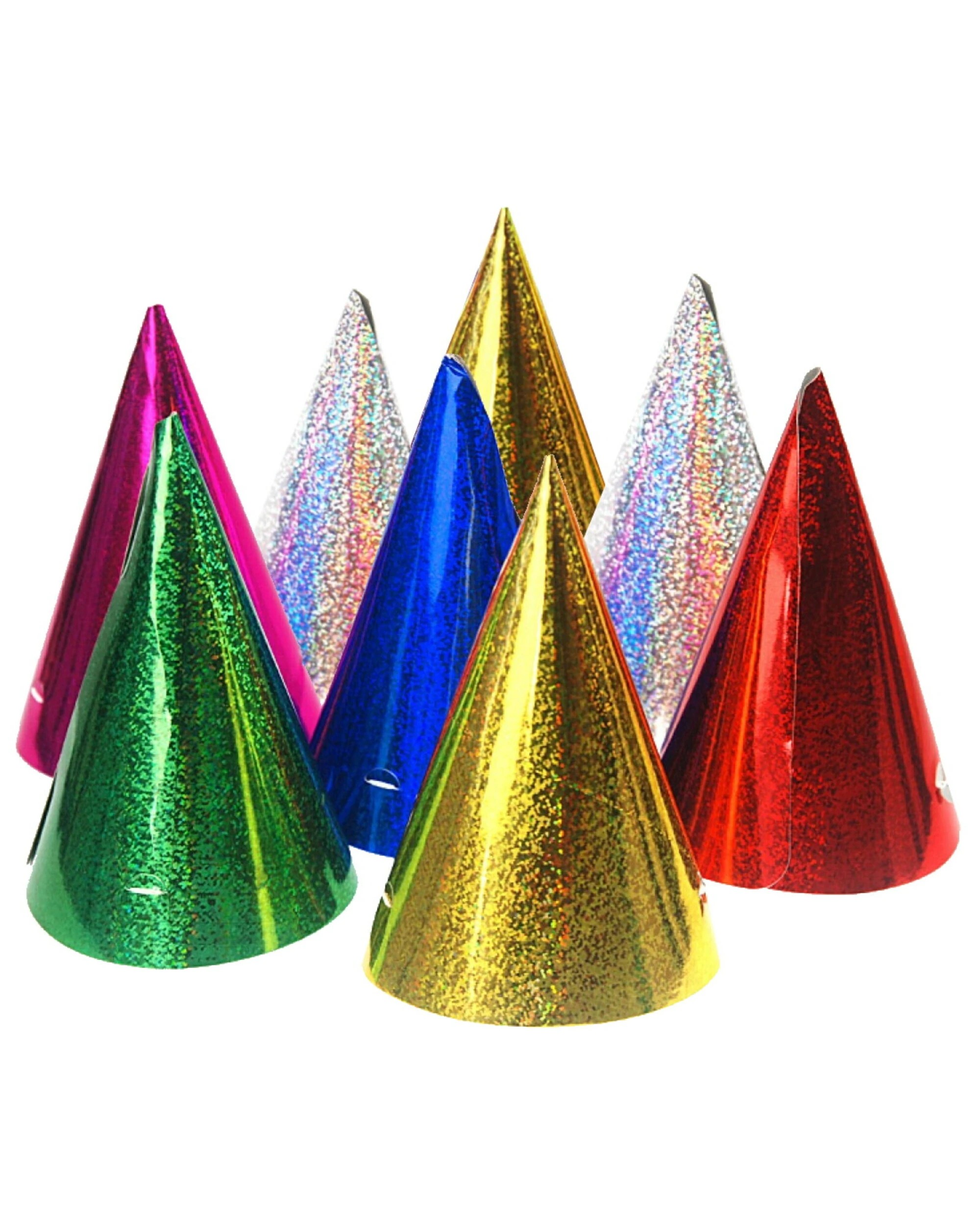 1 Artwrap Holographic Coloured Party Hats Pack of 8, 1 of 1