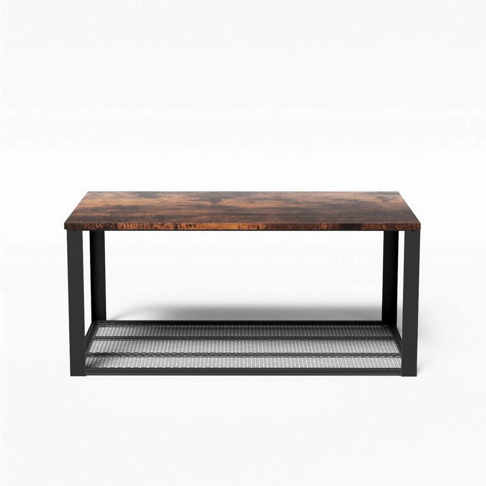 2 Artiss Coffee Table 2-Tier Rustic  104CM - Multi, 2 of 7