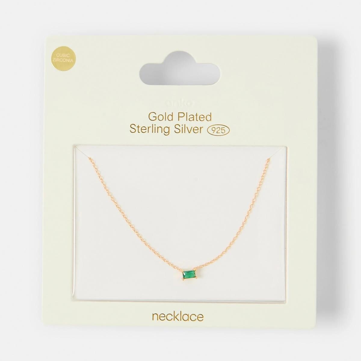 4 Gold Plated Sterling Silver Stone Necklace - Green Gold, 4 of 4