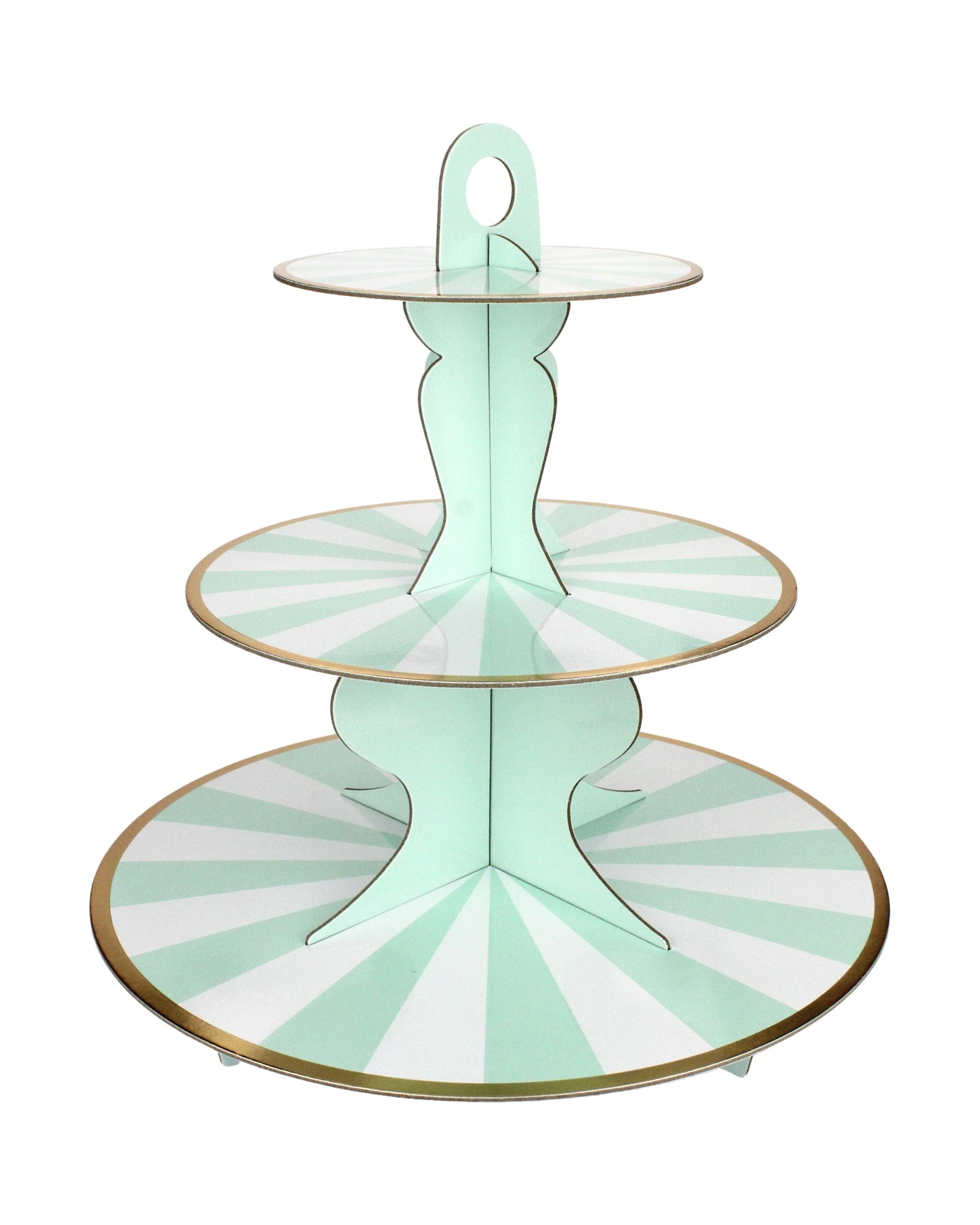1 Partyrama Pastel Mint Green & White Candy Stripe Cupcake Stand - Mint Green and White, 1 of 1
