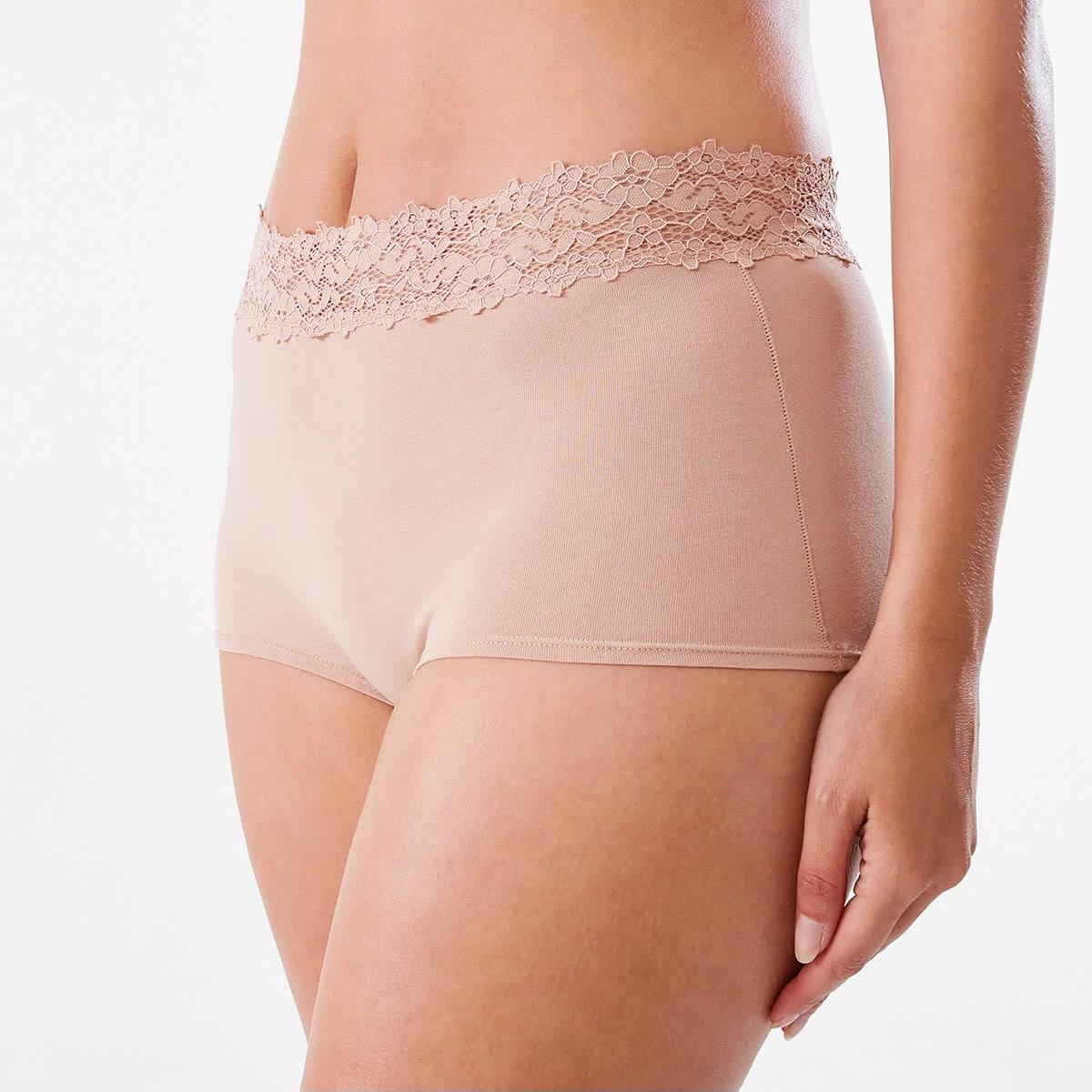 6 3 Pack Cotton Lace Boyleg Briefs Bk Sc Lf, 6 of 8