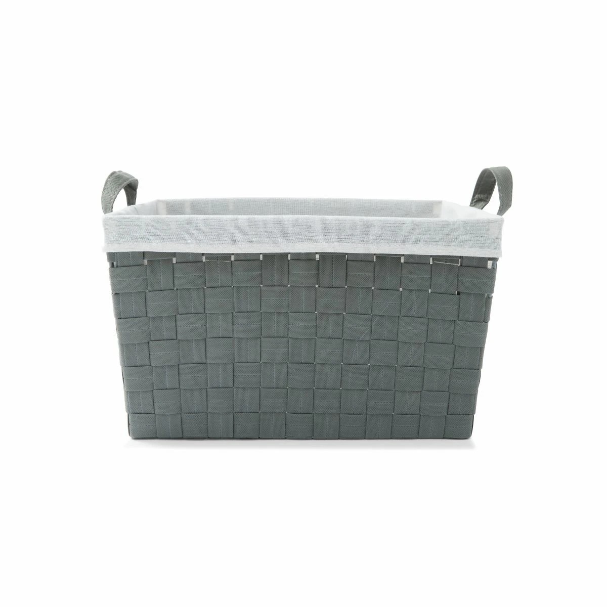 2 Woven Basket with Handles & Removable Liner - Large, Grey, 2 of 4