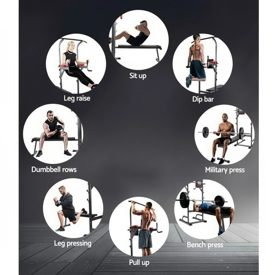 4 Everfit Weight Bench Chin Up Bar Bench Press Home Gym 380kg Capacity - Black, 4 of 8