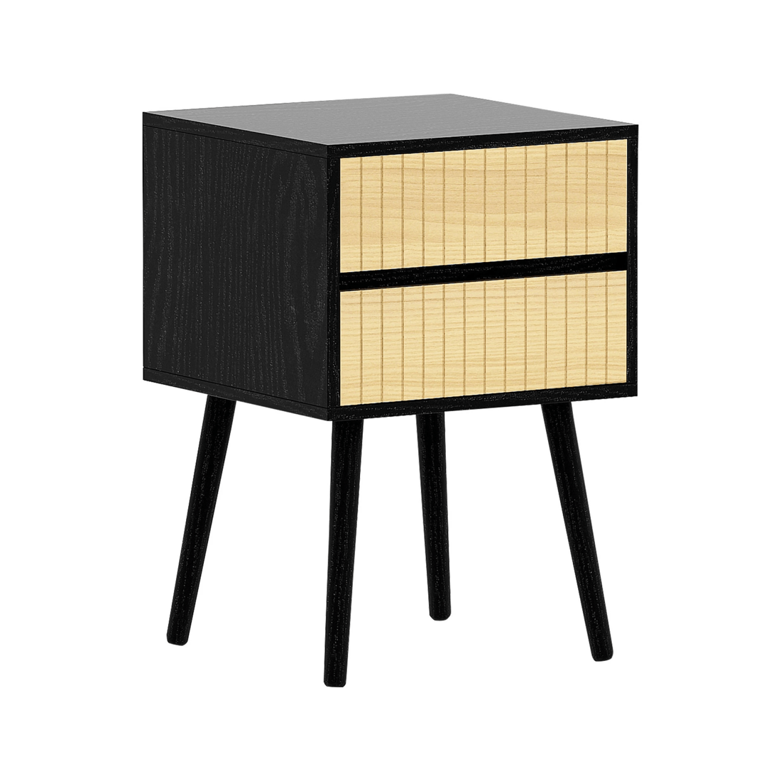 1 Sarantino Ivan Bedside Table Night Stand - Black Natural, 1 of 9