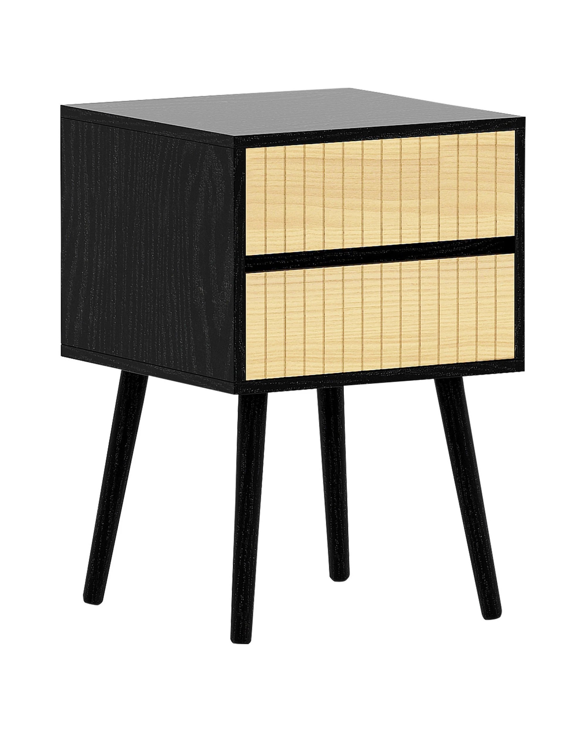 1 Sarantino Ivan Bedside Table Night Stand - Black Natural, 1 of 9