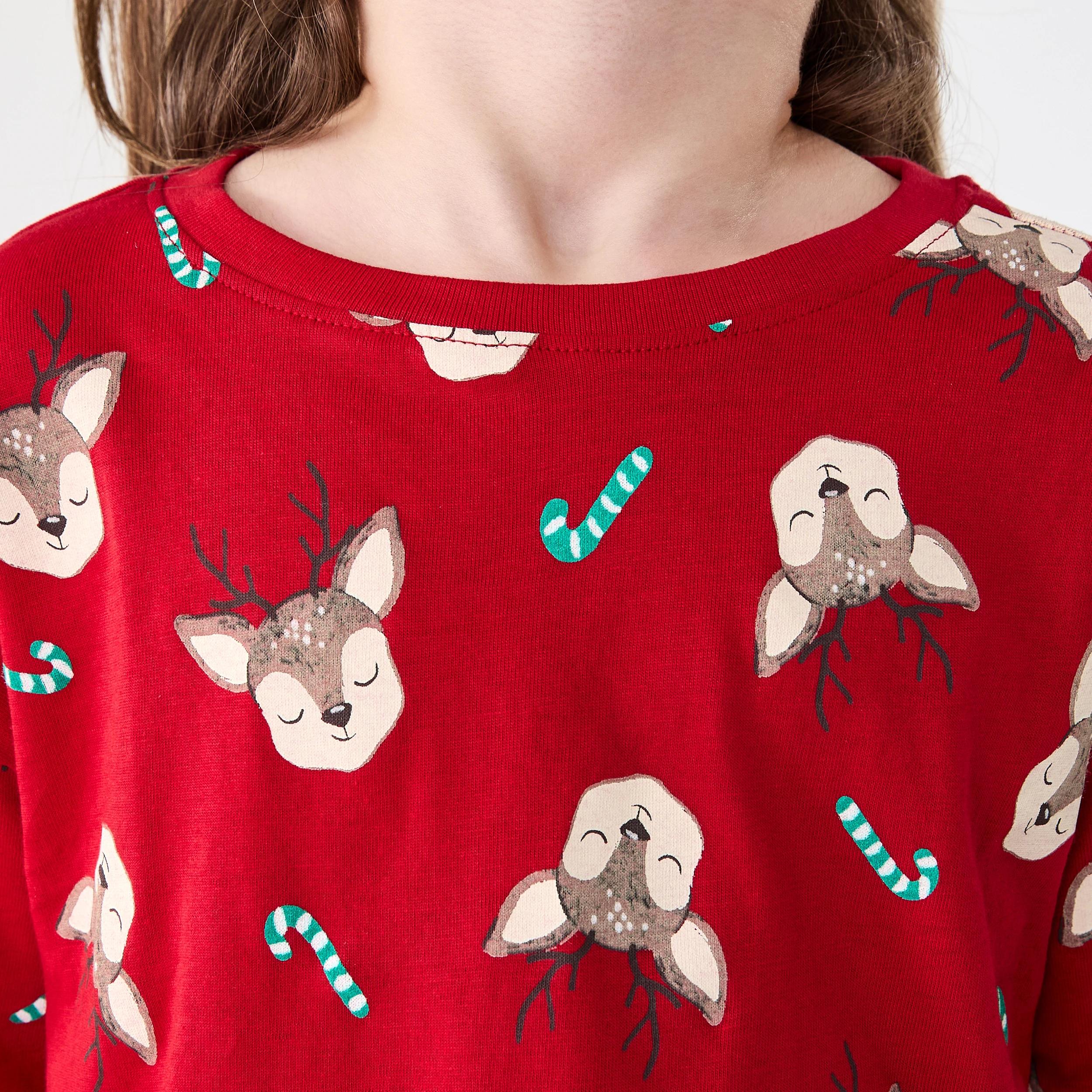 4 Christmas Knit Pyjama Set RED DEER, 4 of 7