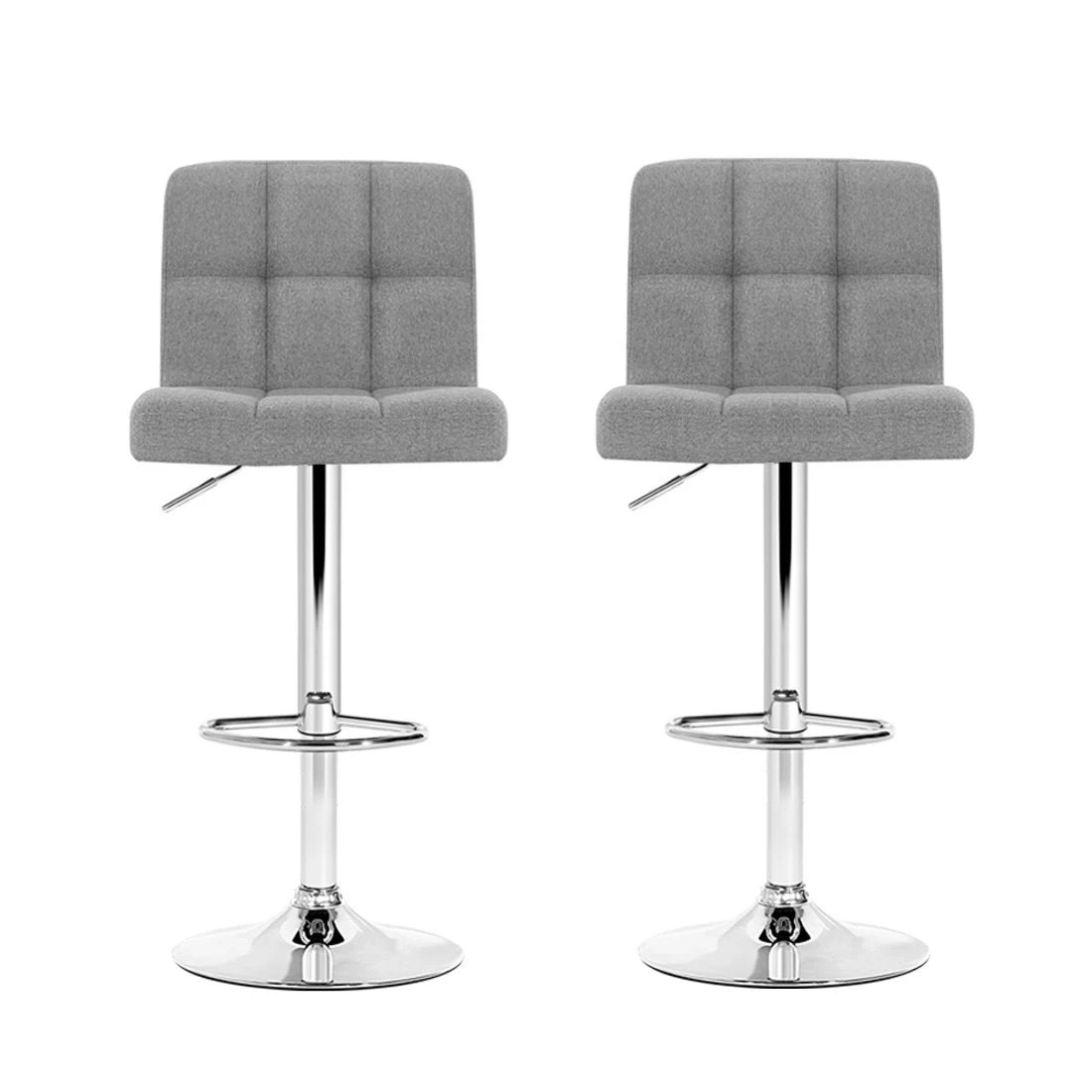 4 Artiss 2x Bar Stools Fabric Gas Lift - Grey, 4 of 8