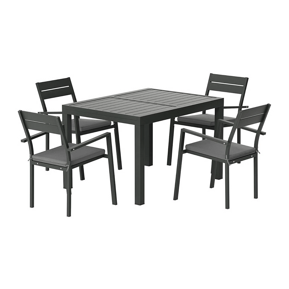 1 Gardeon Outdoor Dining Set 5 Piece Aluminum Extendable Table Setting - Black, 1 of 4