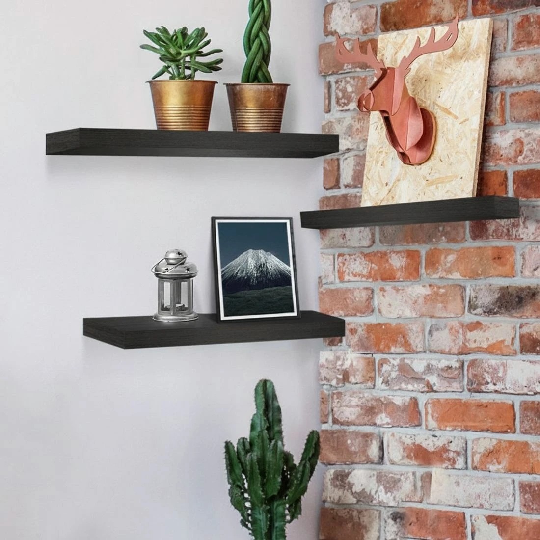 10 Artiss Floating Wall Shelf Set Of 3 Display Storage Space Saving Modern Decor Easy Install Sturdy Wall Mounted - Black, 10 of 10