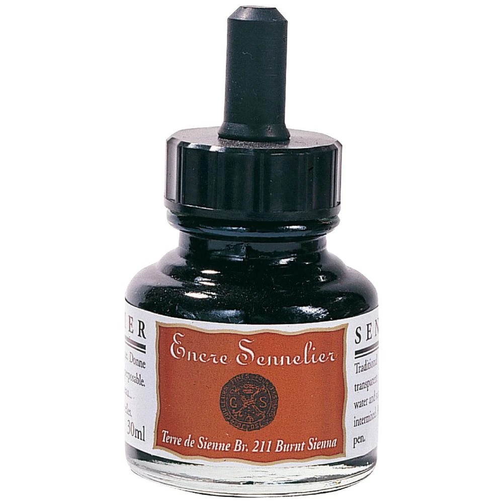 1 Sennelier Encre Drawing Ink 30mL Burnt Sienna, 1 of 2