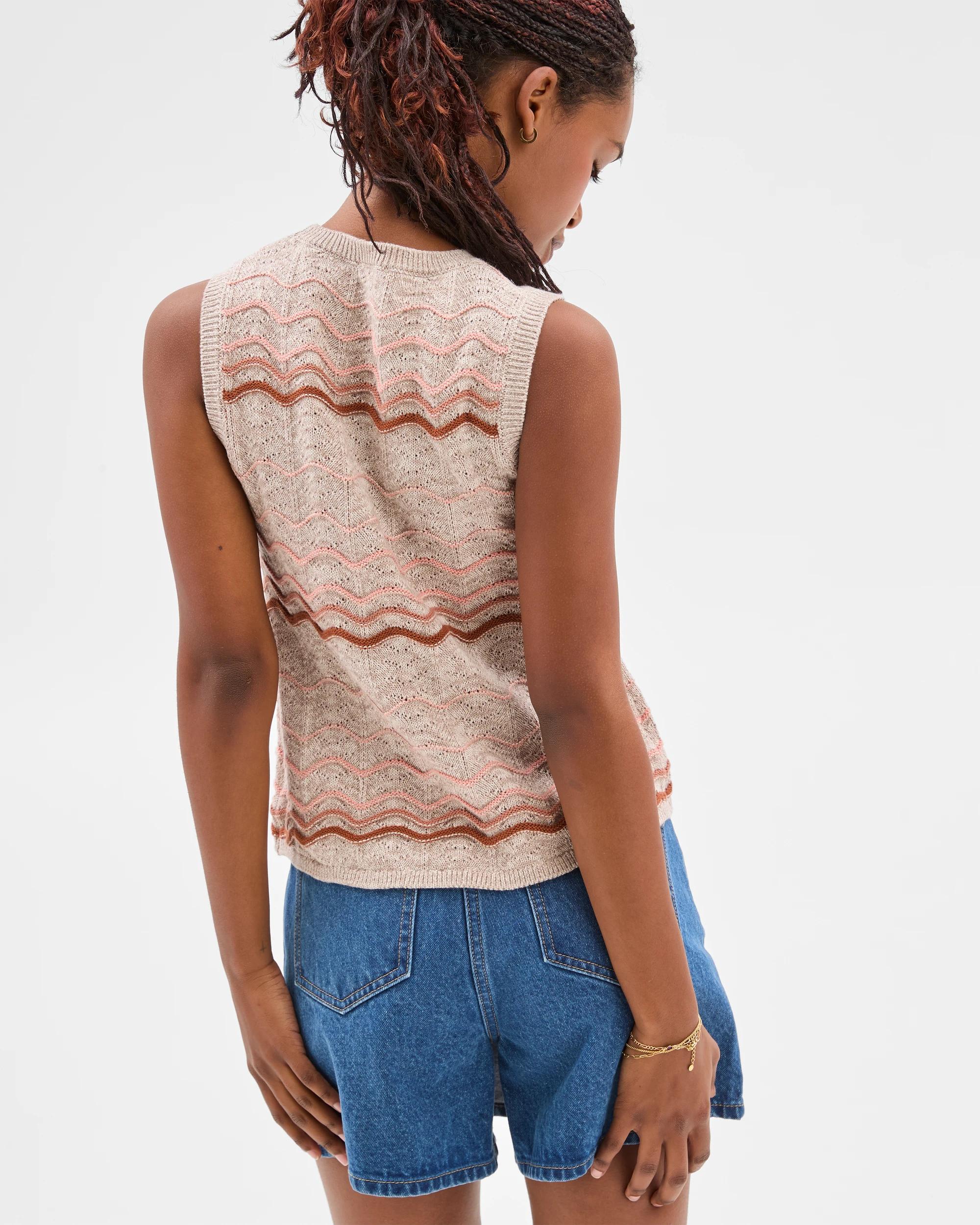 5 Target Petites Australian Cotton Sleeveless Knit Crochet Tank Top NEUTRAL STRIPE, 5 of 6