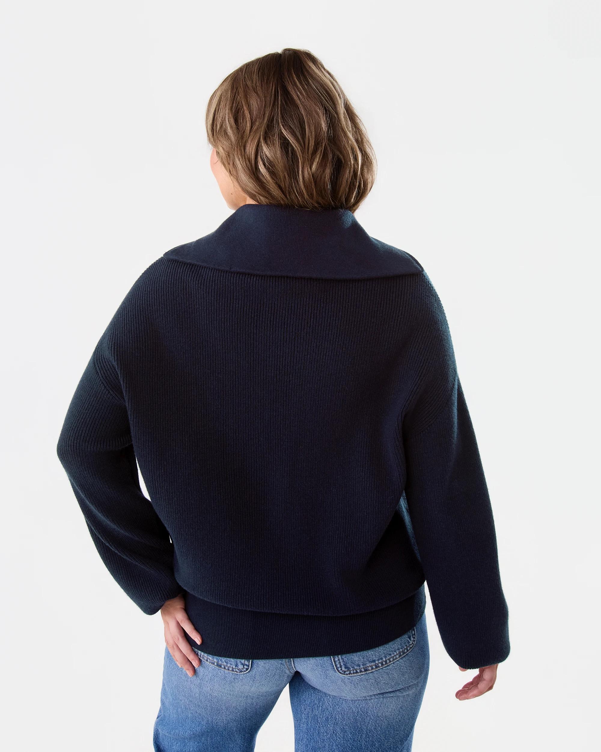 3 Ribbed Zip Through Jumper Blu Pcoat, 3 of 5