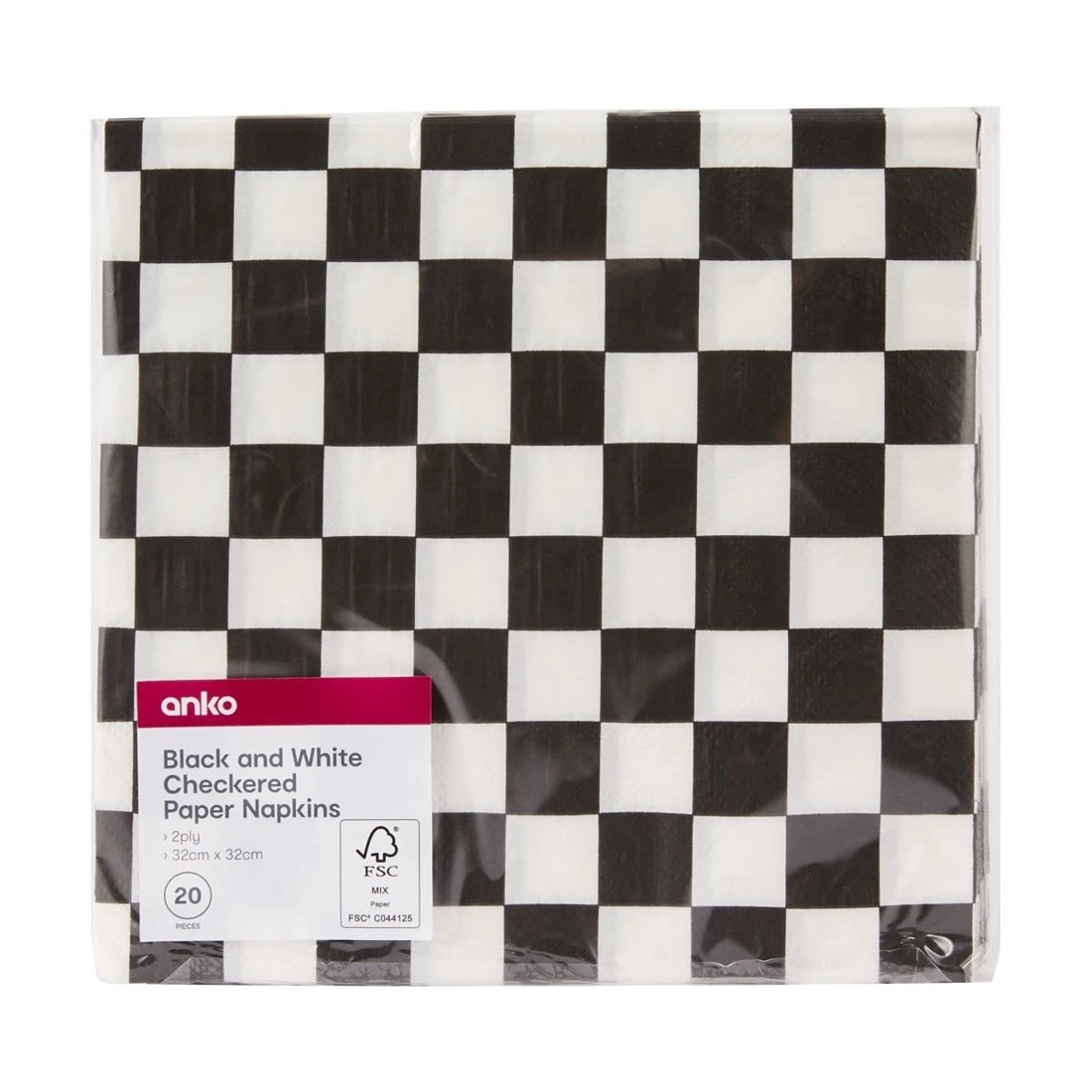4 20 Piece Black and White Checkered Paper Napkins, 4 of 4