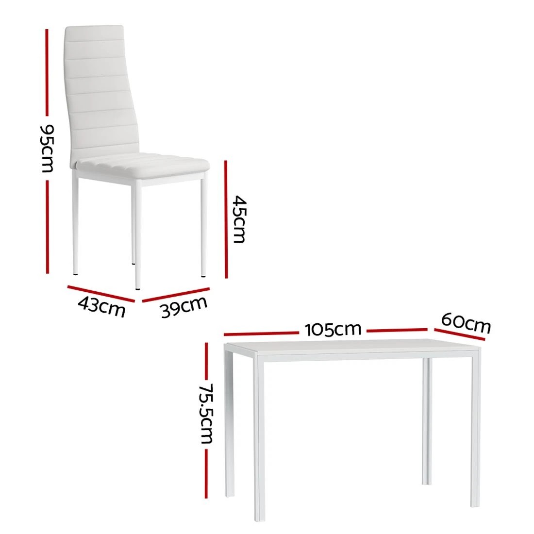 2 Artiss Dining Set 5-Piece Table and 4 Chairs Kitchen Dining Room Modern Comfortable Easy Clean Easy Assembly - White, 2 of 5