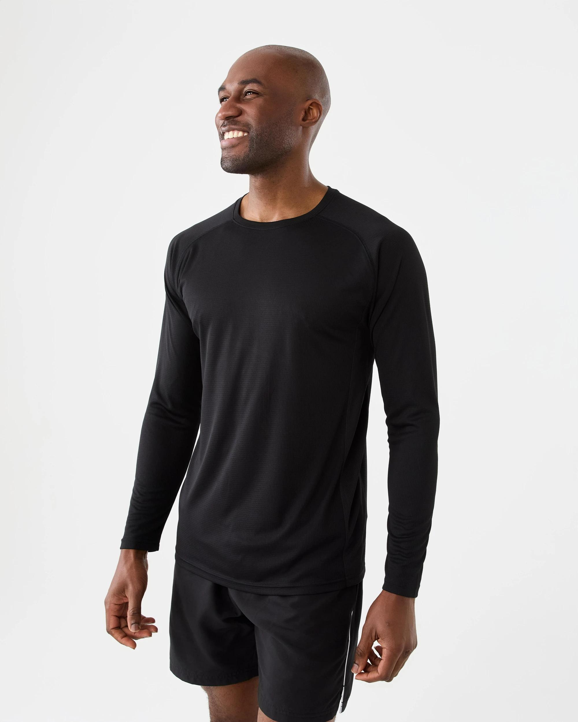 1 Active Mens Long Sleeve Performance T-shirt Black, 1 of 6