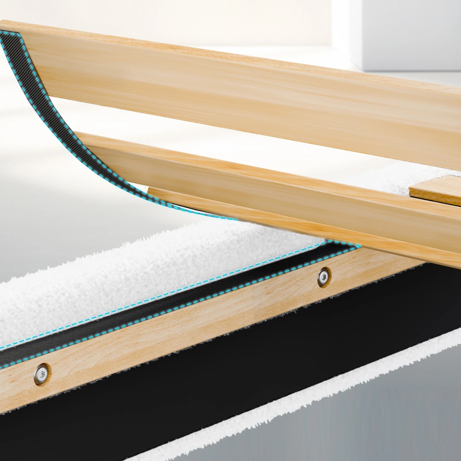 6 Alfordson Bed Frame Double Size Wooden Slats Platform Boucle Paula - White, 6 of 9