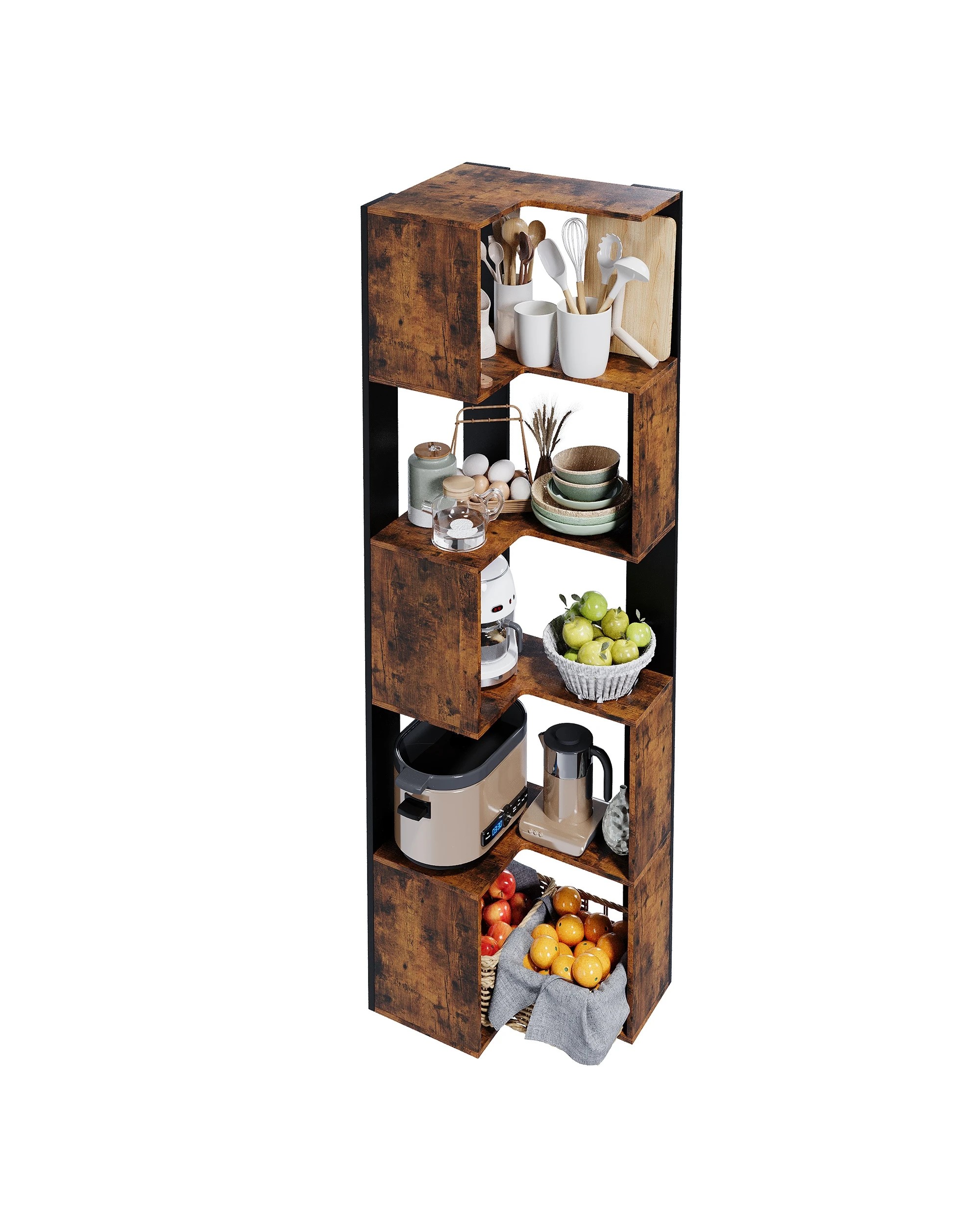 7 Advwin 5 Tier Corner Bookshelf 160cm Tall Corner Bookcase Display Rack Storage Shelves, 7 of 9