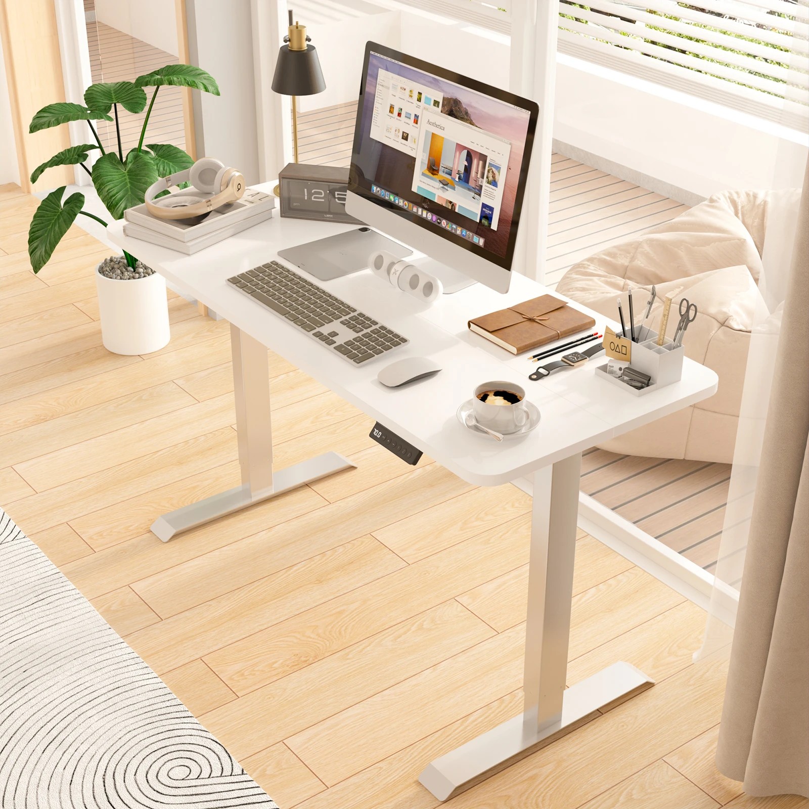 2 Advwin Electric Standing Desk Height Adjustable - White, 2 of 4