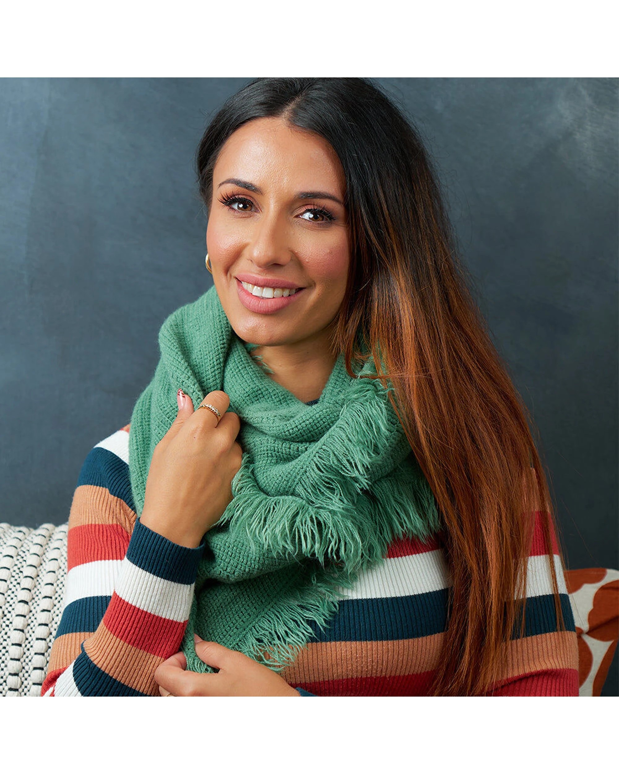2 Annabel Trends Snood Fringe Scarf Womens Fashion Soft Cosy Acrylic Accessory 80x40cm Coral - Pink, 2 of 3