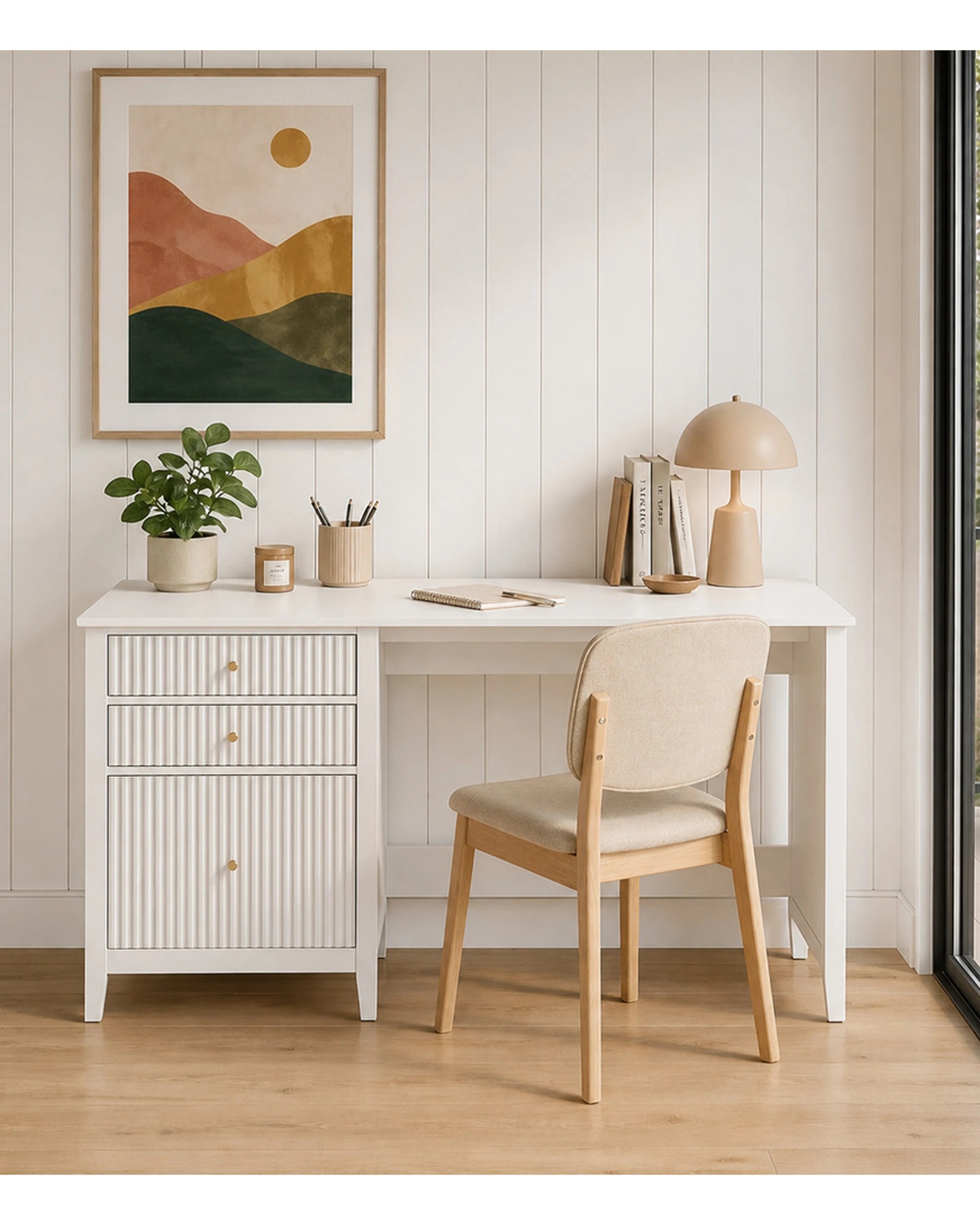 2 Alpine Bay Zara Fluted Vanity Desk 150cm - White, 2 of 7