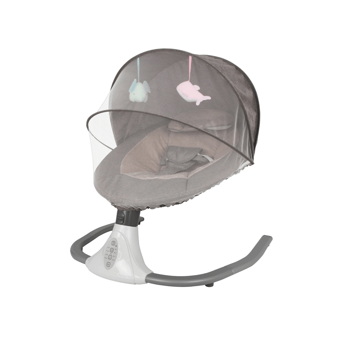 1 Advwin Electric Baby Swing Baby Bouncer Rocker W/ Mosquito Net Toddler Seat Soft Peachskin Grey, 1 of 9