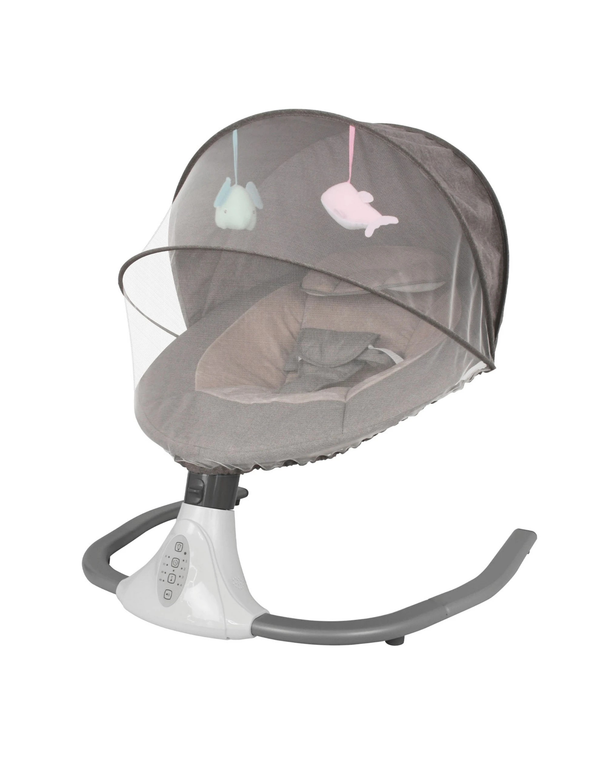 1 Advwin Electric Baby Swing Baby Bouncer Rocker w/ Mosquito Net Toddler Seat Soft Peachskin Grey, 1 of 9