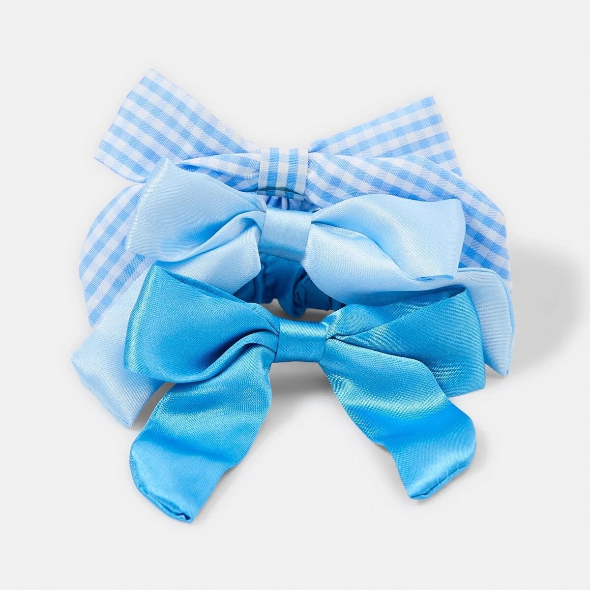 3 3 Pack Bow Hair Scrunchies - Blue, 3 of 5