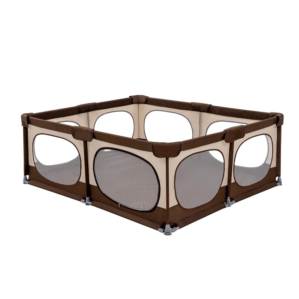 1 Playpals Baby Playpen Child Safety Gate Kids Playpen Child Play 180X200cm - Brown, 1 of 3