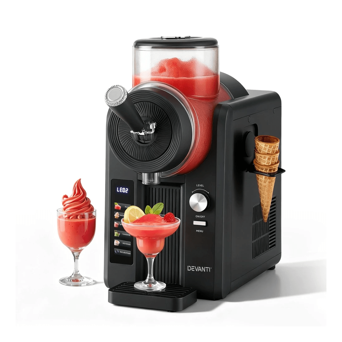 1 Devanti 2L Slushie Machine Ice Maker Frozen Slushy Smoothies Milkshakes - Black, 1 of 7