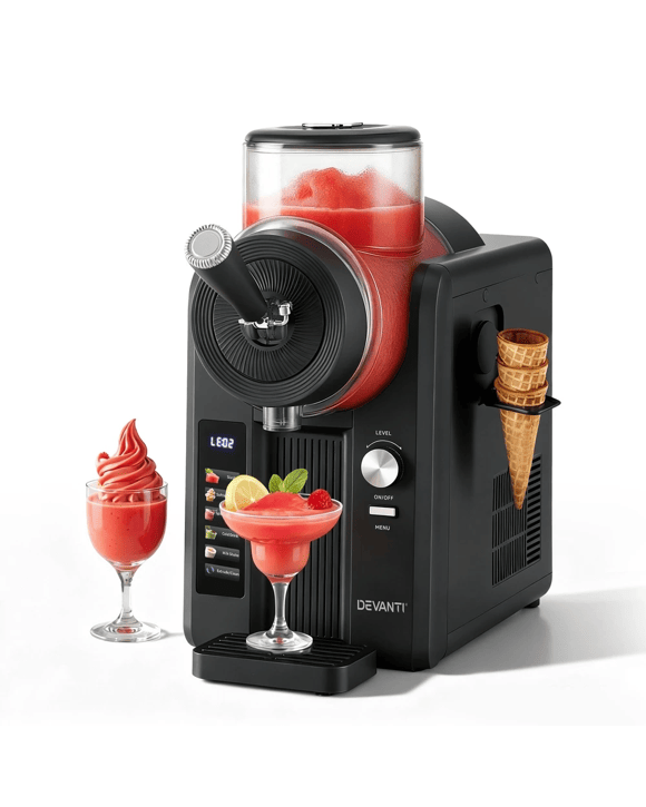 Devanti 6in1 Slushie Machine Ice Cream Maker 2L Frozen Smoothies Milkshakes - Black