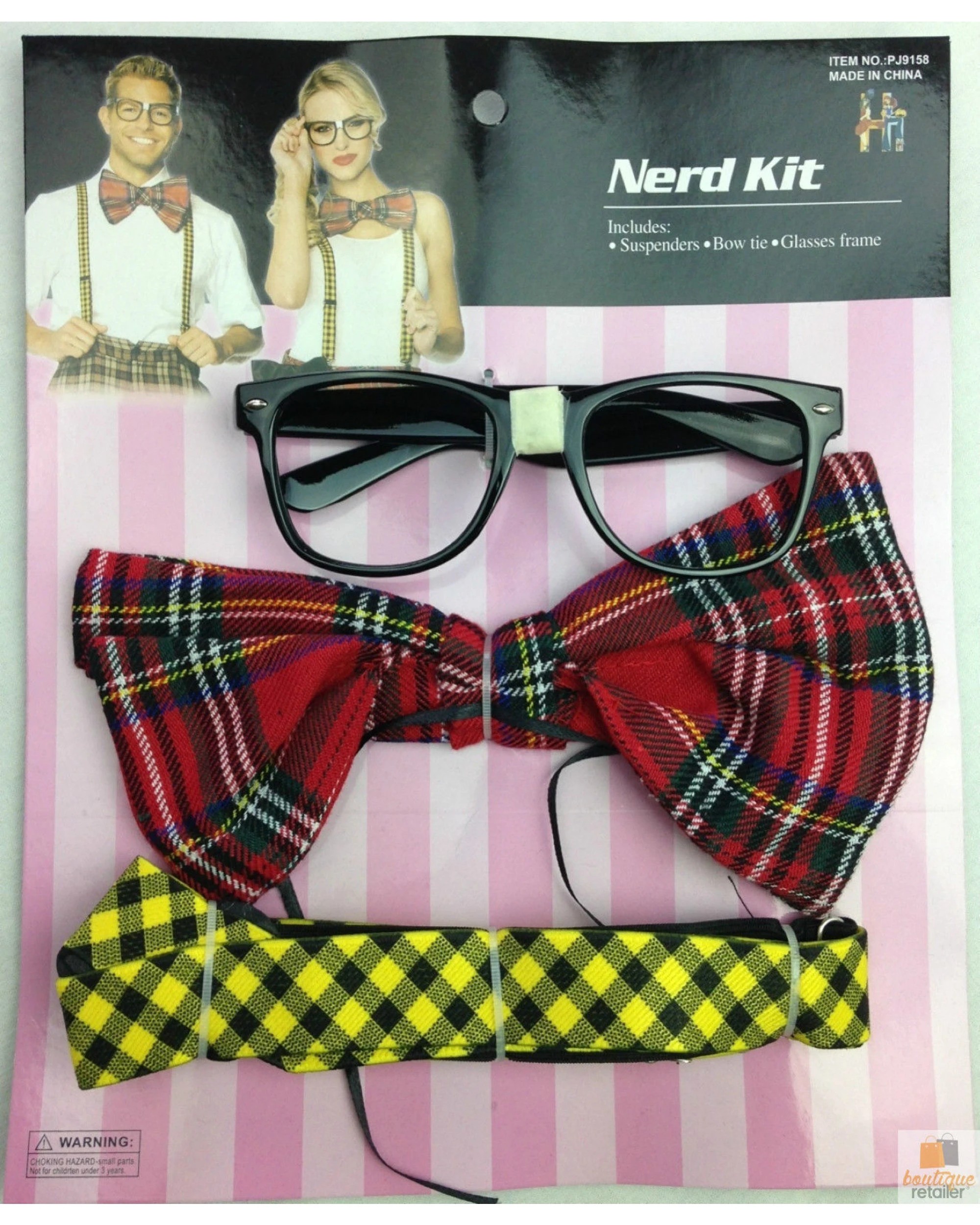7 BR Costumes Nerd Costume Kit with Glasses, Bow Tie, and Braces, 7 of 8