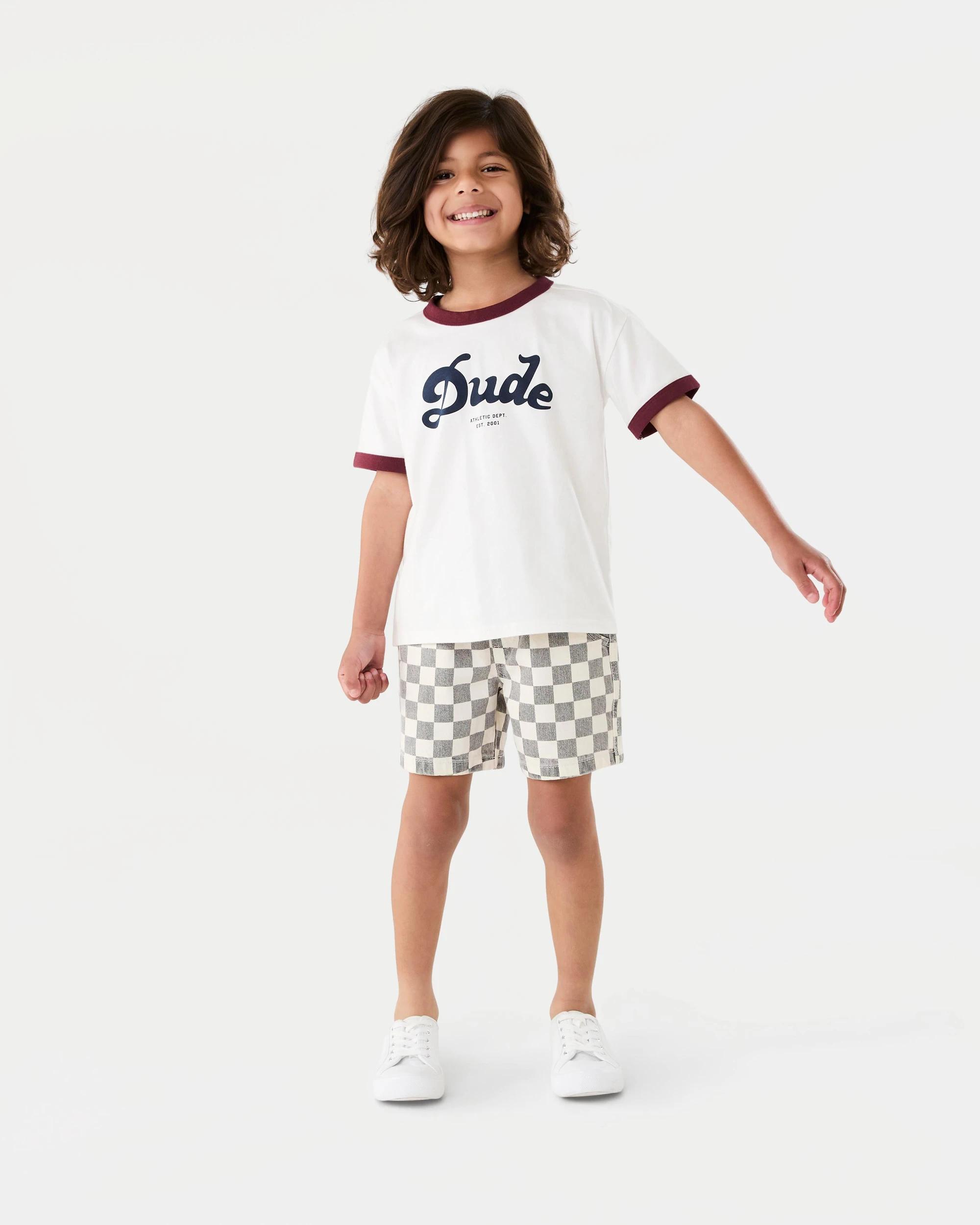 6 Printed Denim Shorts Gry Check, 6 of 7