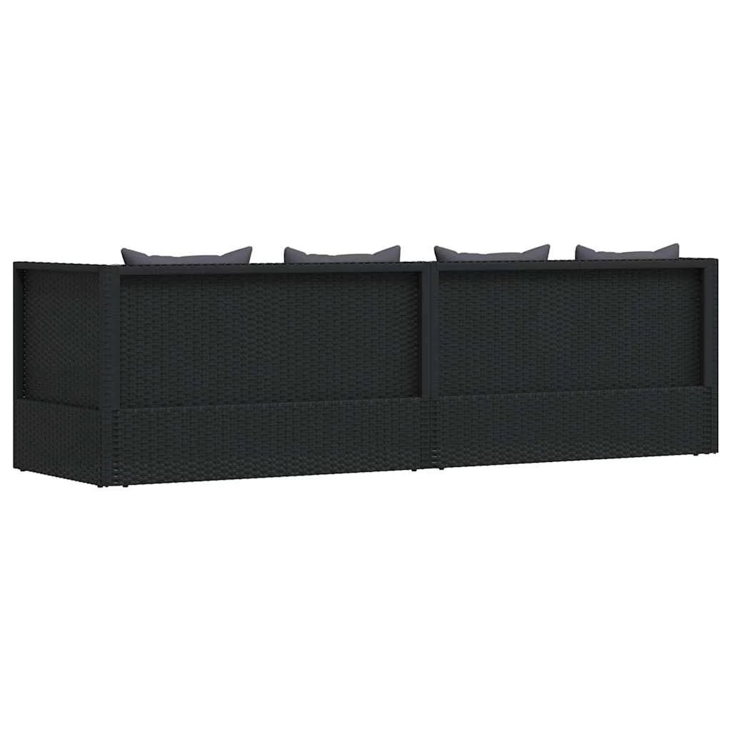 7 Vidaxl Garden Bed With Cushion And Pillow Poly Rattan - Black, 7 of 8