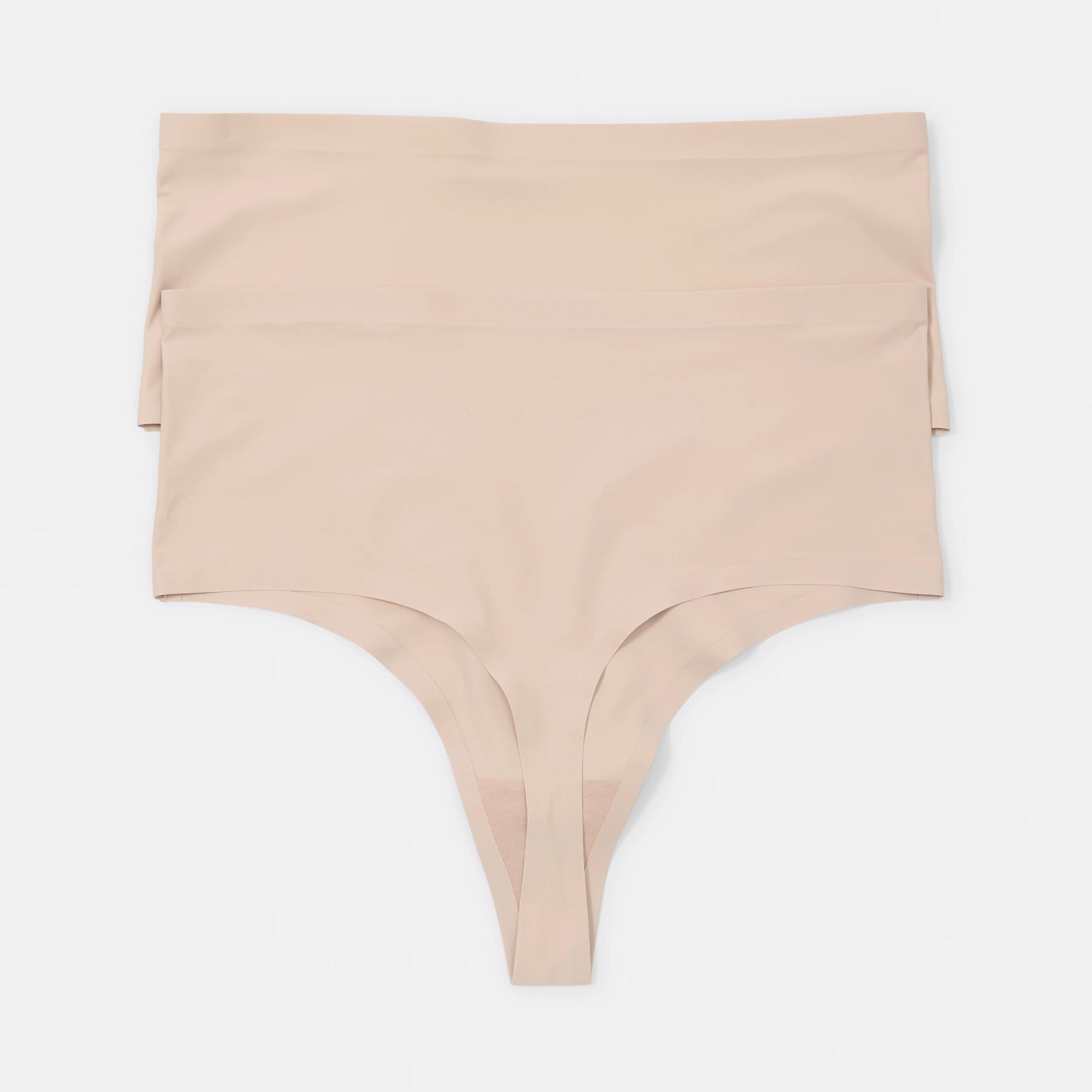 2 2 Pack No Show High Rise G-String Briefs Fawn Beige, 2 of 6