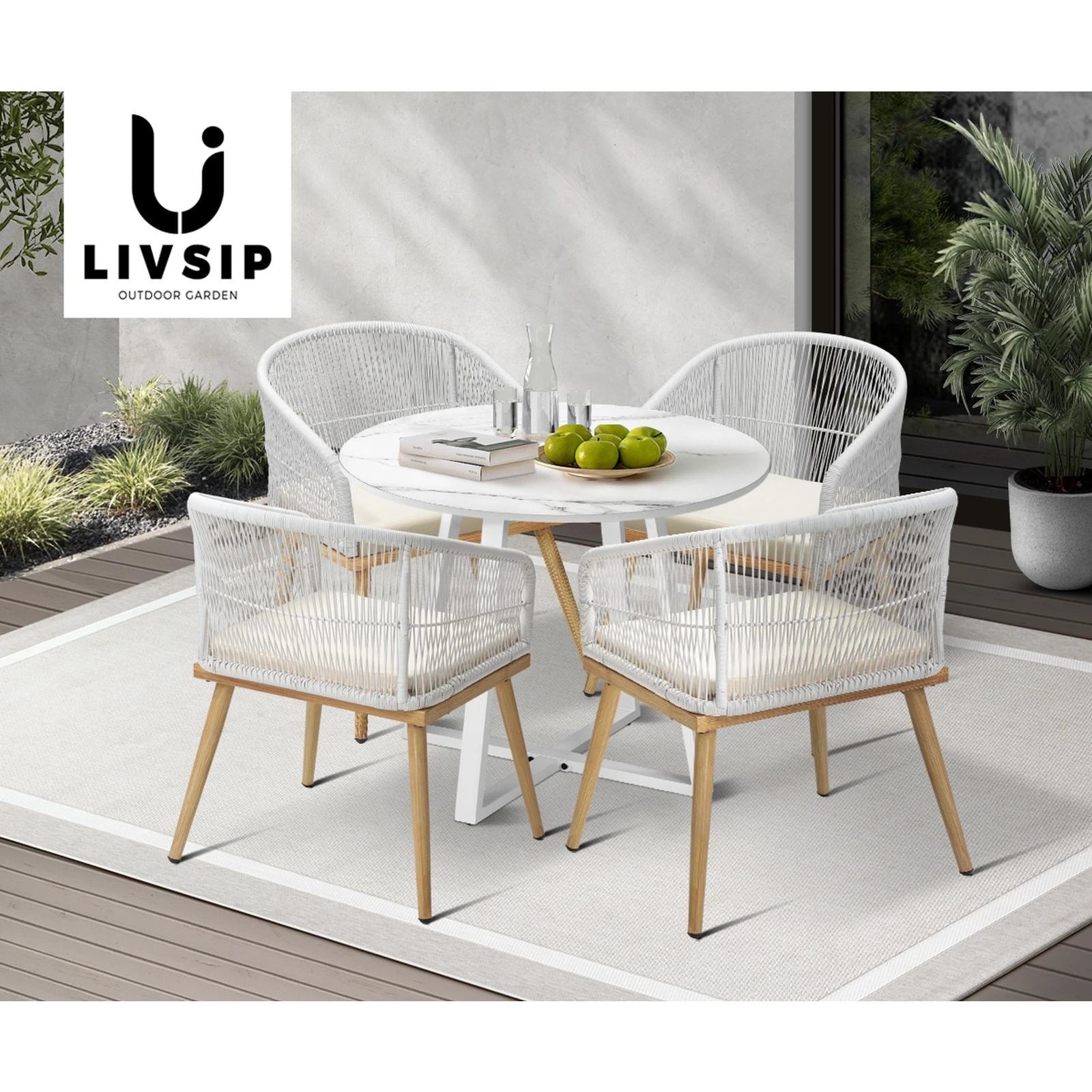 8 Livsip 5pcs Outdoor Dining Setting Table And Chairs Patio Furniture Bistro Set
 - Multi, 8 of 9