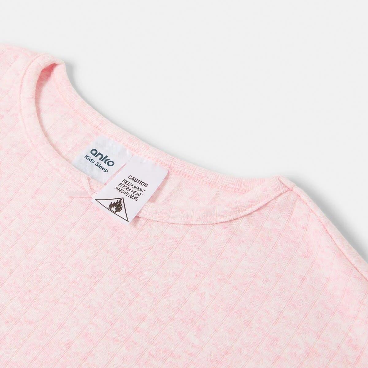 6 Long Sleeve Pointelle Pyjama Set Pink Marle, 6 of 7