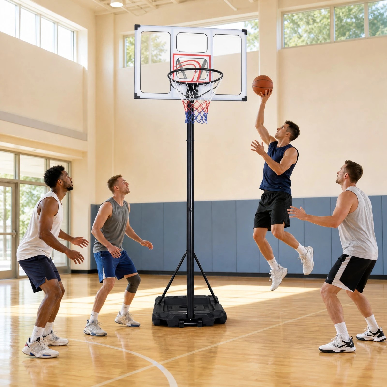 2 Costway Portable Basketball Hoop Outdoor 125-305cm 16-Level Adjustable Goal System, 2 of 3
