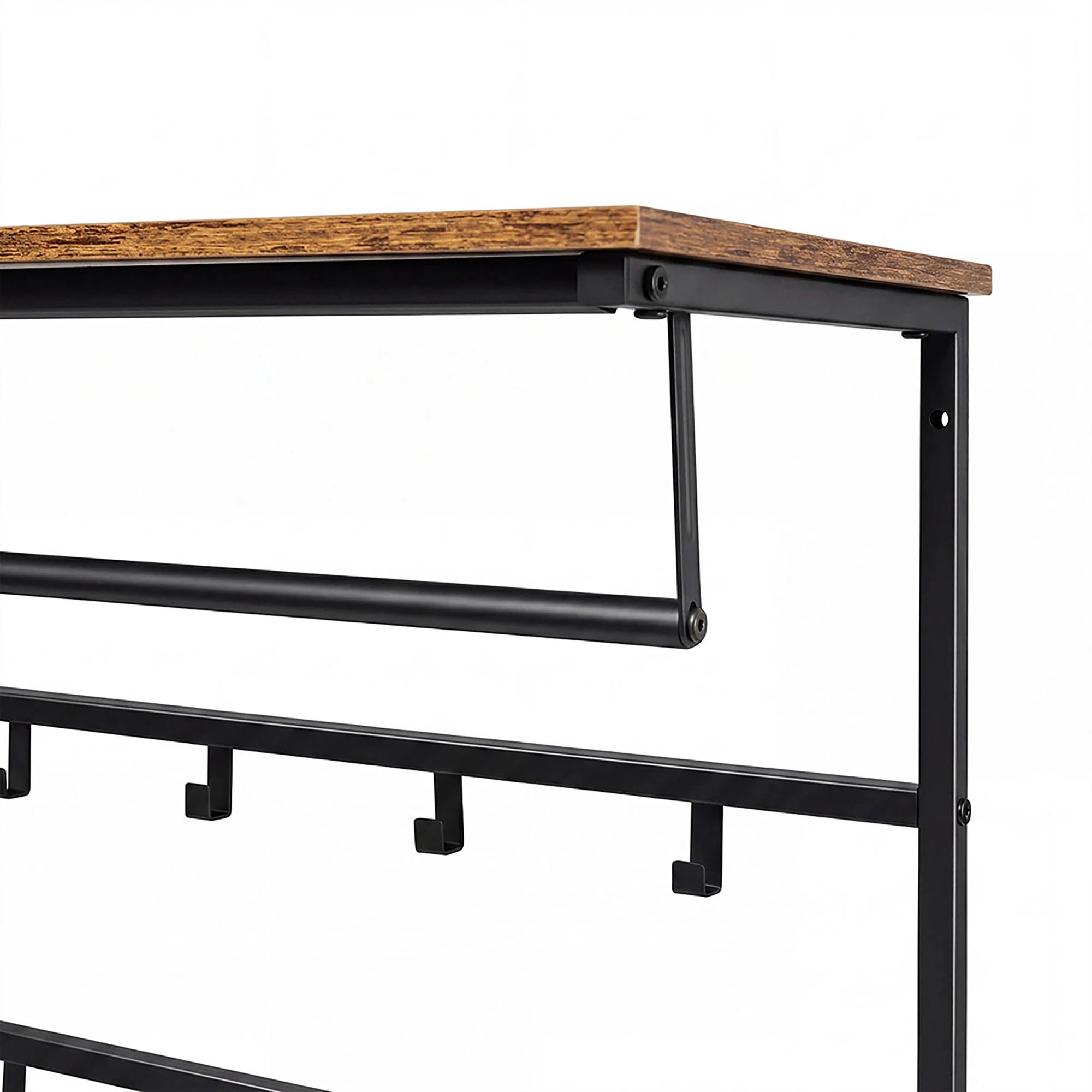 5 Levede Floating Shelves 10kg Wall Shelf Hooks Coat Rack Metal - Black - Black, 5 of 8