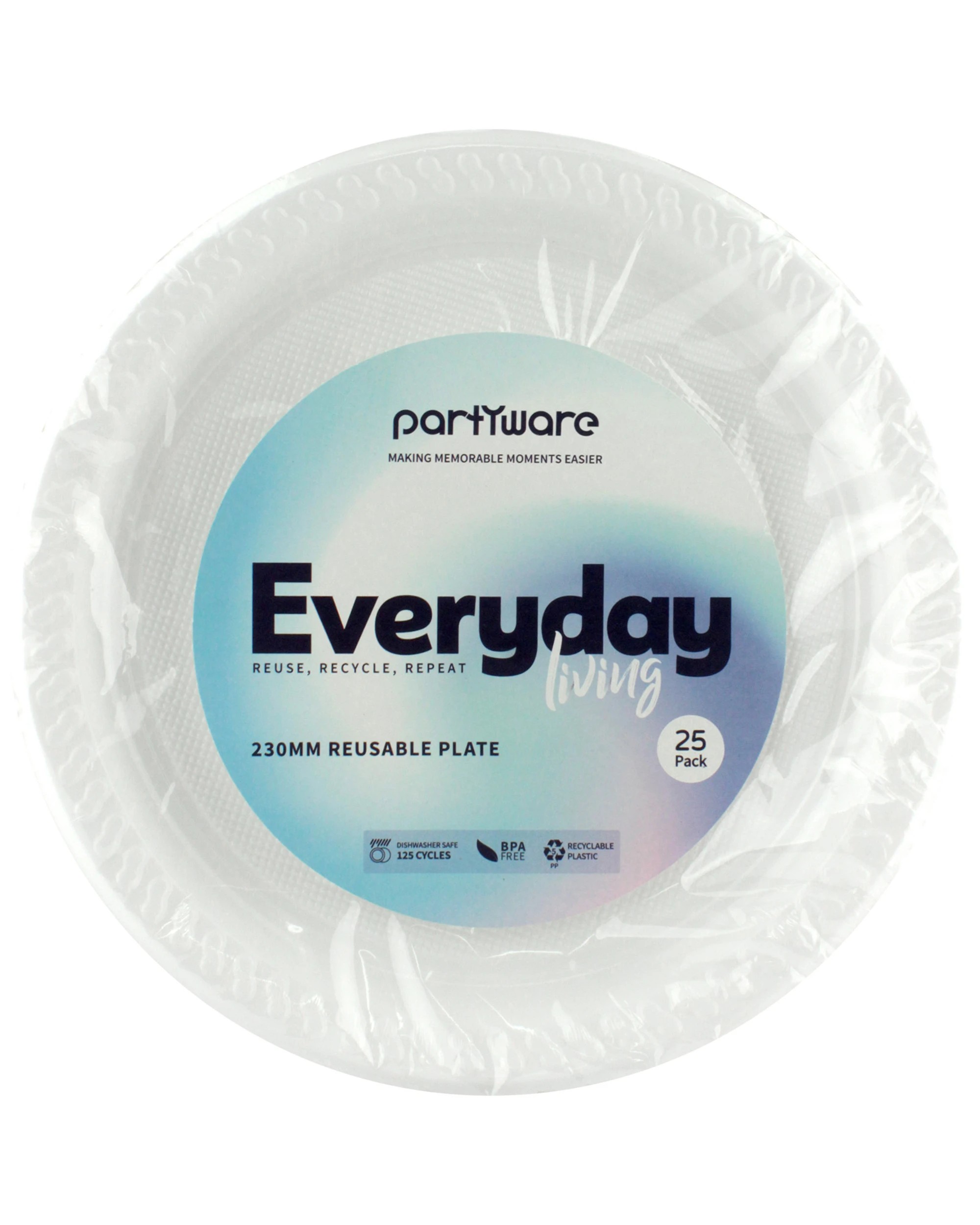 2 Everyday Living Reusable White Plastic Large Plates (Pack of 25) - White, 2 of 2