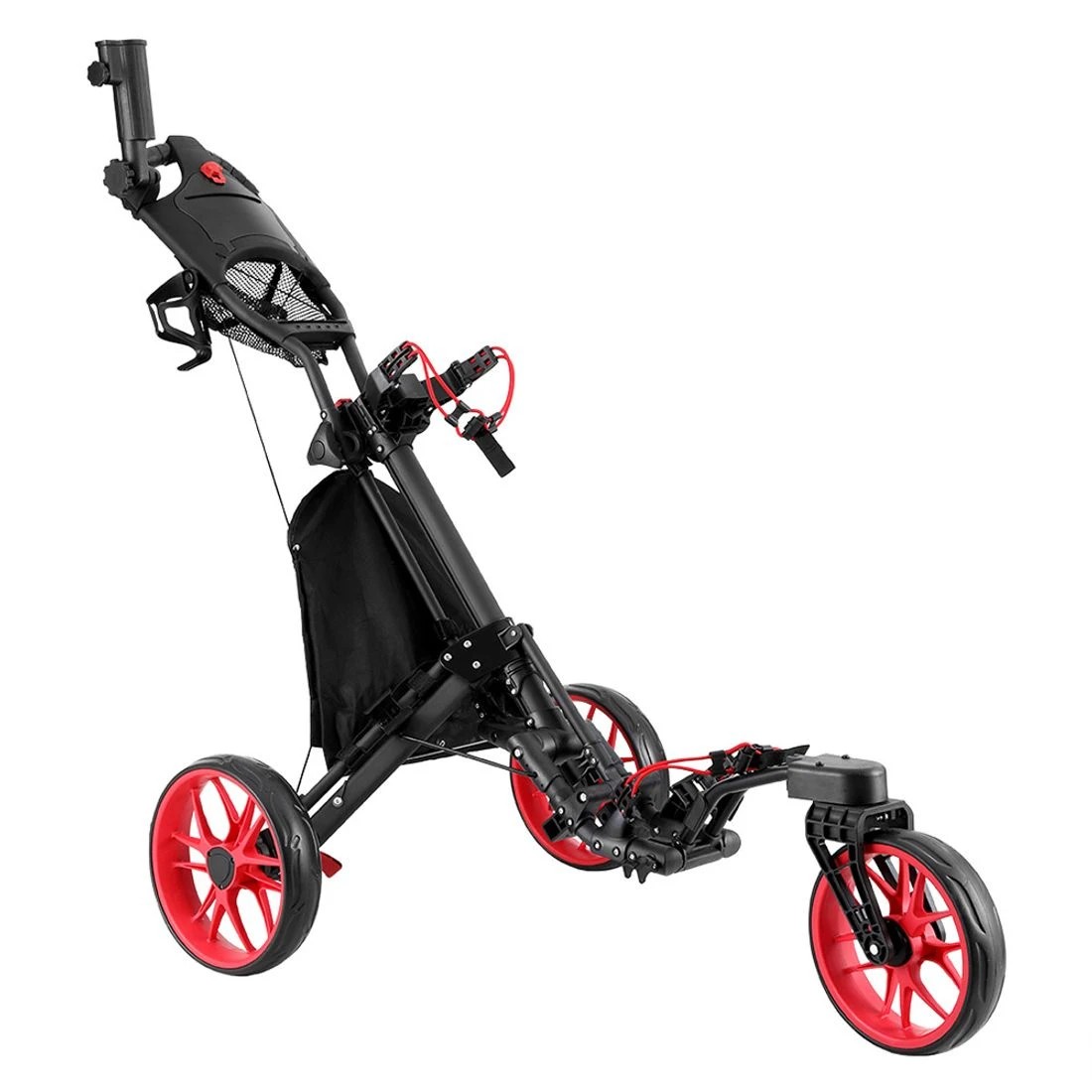 3 Everfit Golf Buggy Foldable Trolley Golf Cart Swivel Wheel Umbrella Bottle Stand - Red, 3 of 6